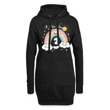 3. Geburtstag Geburtstagsshirt Regenbogen Wolke - Hoodie-Kleid - Schwarz - Vorne