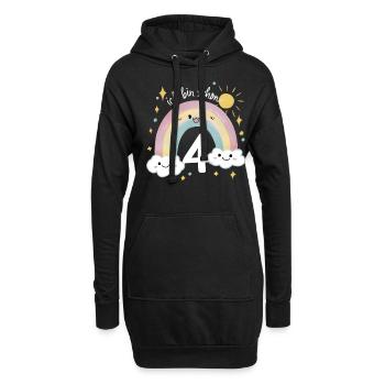 4. Geburtstag Geburtstagsshirt Regenbogen Wolke - Hoodie-Kleid - Schwarz - Vorne