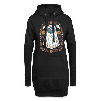 hibou d’Halloween déguisé avec des fantômes et - Sweat-shirt à capuche long Femme - noir - Devant