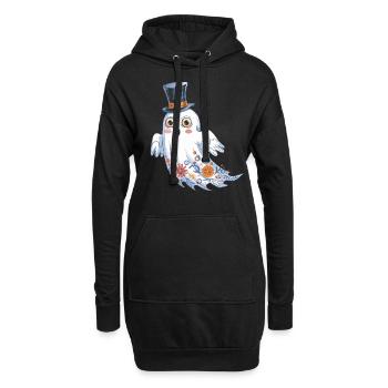 Fantôme d'Halloween avec chapeau haut de forme et motif floral - Sweat-shirt à capuche long Femme - noir - Devant