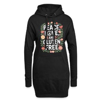 Paix, amour et sans gluten - Sweat-shirt à capuche long Femme - noir - Devant