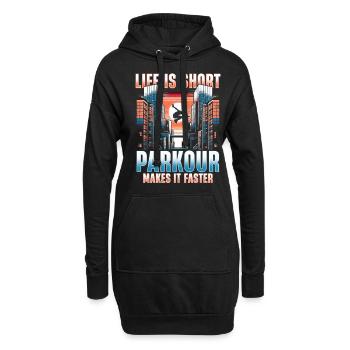 La vie est courte. Le parkour le rend plus rapide - Sweat-shirt à capuche long Femme - noir - Devant