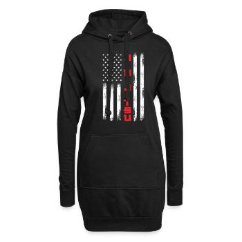 Jiu Jitsu Amerikanische Flagge - Hoodie-Kleid - Schwarz - Vorne