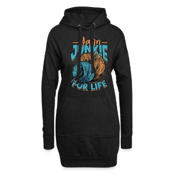 Stricken Häkeln Yarn junkie for life - Hoodie-Kleid - Schwarz - Vorne