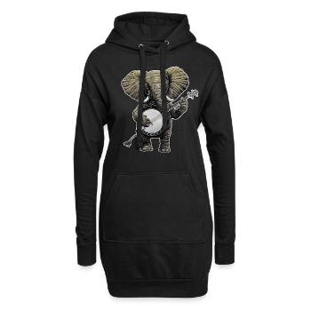 Elefantentier Bluegrass Banjo-Spieler - Hoodie-Kleid - Schwarz - Vorne