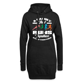Une famille qui court ensemble reste unie - Sweat-shirt à capuche long Femme - noir - Devant