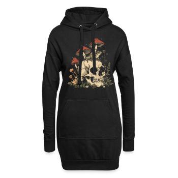 Cottagecore Esthétique Grenouille Crâne Champignon Wit - Sweat-shirt à capuche long Femme - noir - Devant