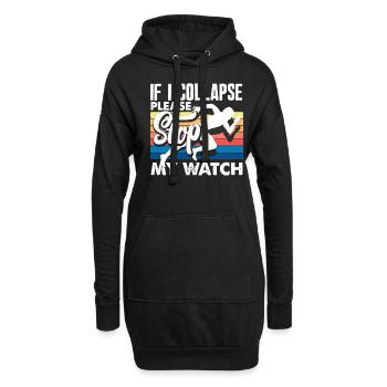 Si je tombe en panne, arrêtez ma montre - Sweat-shirt à capuche long Femme - noir - Devant