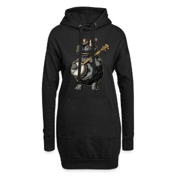 Hippo Hippopotamus Bluegrass Banjo Spieler - Hoodie-Kleid - Schwarz - Vorne