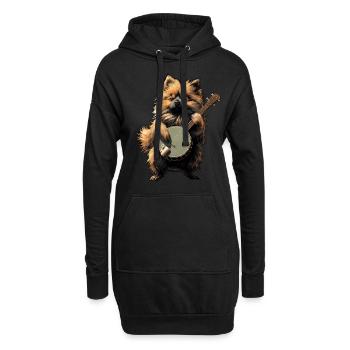 Keeshond Dog Joueur de banjo bluegrass - Sweat-shirt à capuche long Femme - noir - Devant
