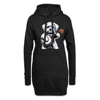 Chien maltais Joueur de banjo bluegrass - Sweat-shirt à capuche long Femme - noir - Devant