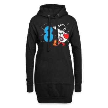 8ème anniversaire Garçons 8 ans Astronaute Anniversaire - Sweat-shirt à capuche long Femme - noir - Devant