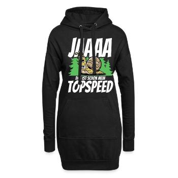 Rennschnecke Spruch Jaaa das ist schon Topspeed - Hoodie-Kleid - Schwarz - Vorne