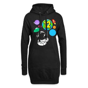 12e anniversaire garçons astronaute anniversaire - Sweat-shirt à capuche long Femme - noir - Devant