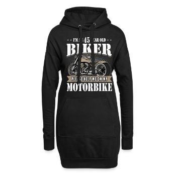 45. Biker Geburtstagsgeschenke Vintage Motorrad - Hoodie-Kleid - Schwarz - Vorne