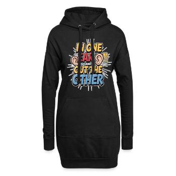 In One Ear And Out The Other - Hoodie-Kleid - Schwarz - Vorne