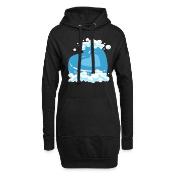 Blaues Herz Mit Schaum Motiv - Hoodie-Kleid - Schwarz - Vorne
