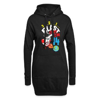14e anniversaire Garçons Astronaute Anniversaire - Sweat-shirt à capuche long Femme - noir - Devant