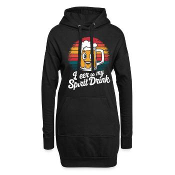 Bier Ist Mein Geistiges Getränk - Hoodie-Kleid - Schwarz - Vorne