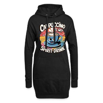Cappuccino Is My Spirit Drink Retro - Hoodie-Kleid - Schwarz - Vorne