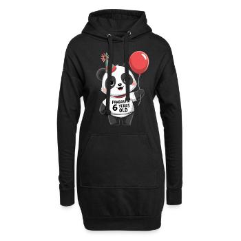 6ème anniversaire Panda Ours Panda Table 6 ans - Sweat-shirt à capuche long Femme - noir - Devant