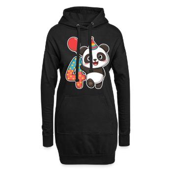 Panda 4ème anniversaire avec ballon et étoiles - Sweat-shirt à capuche long Femme - noir - Devant
