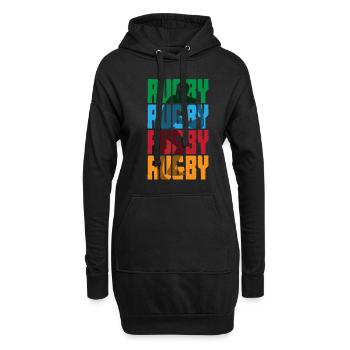Rugby Rugby Rugby Rugby in Bunt - Hoodie-Kleid - Schwarz - Vorne