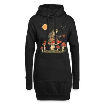 Cottagecore Ästhetische Frosch Gitarre Pilz Witchy - Hoodie-Kleid - Schwarz - Vorne