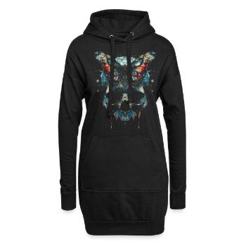 Weirdcore Ästhetik Schädel Schmetterling Strangeco - Hoodie-Kleid - Schwarz - Vorne