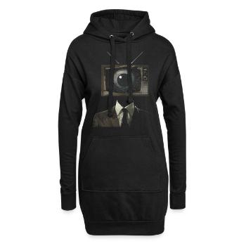 Esthétique bizarre TV Homme Oeil Grunge brins - Sweat-shirt à capuche long Femme - noir - Devant