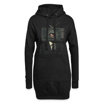Esthétique bizarre TV Homme Oeil Grunge brins - Sweat-shirt à capuche long Femme - noir - Devant