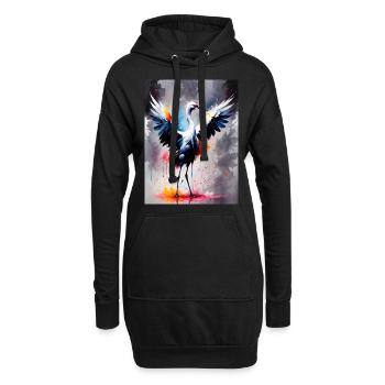 Kranich - Hoodie-Kleid - Schwarz - Vorne