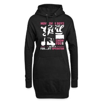Le conducteur du chariot élévateur le montre aux gars - Sweat-shirt à capuche long Femme - noir - Devant