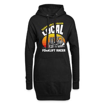 Soutenez votre coureur de chariot élévateur local - Sweat-shirt à capuche long Femme - noir - Devant