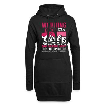 Achtung! Beschützt Von Einem Heißen - Hoodie-Kleid - Schwarz - Vorne