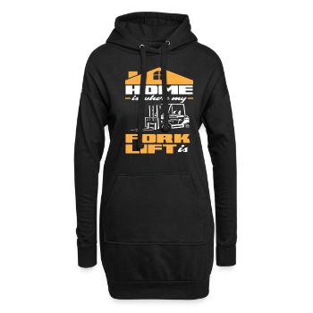 Home Is Where My Forklift Ist - Für Staplerfahrer - Hoodie-Kleid - Schwarz - Vorne