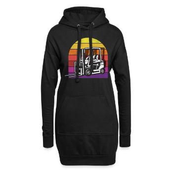 Chariot élévateur rétro vintage coucher de soleil - Sweat-shirt à capuche long Femme - noir - Devant