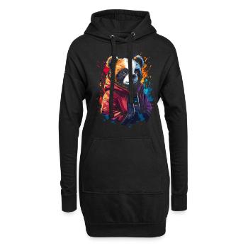 Hip Hop Bear Vintage Urban Streetwear - Hoodie Dress - black - Front