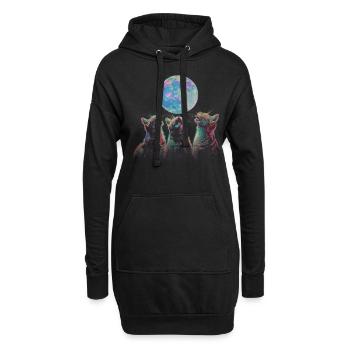 Chat américain à poil court Lune hurlante - Sweat-shirt à capuche long Femme - noir - Devant