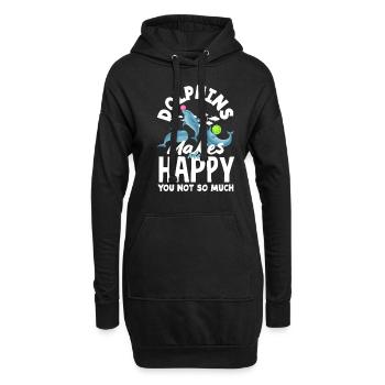 Delfine Machen Glücklich Du Nicht So Sehr - Hoodie-Kleid - Schwarz - Vorne