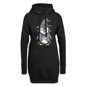 Pingouin mignon en costume de sorcière d’Halloween - Sweat-shirt à capuche long Femme - noir - Devant