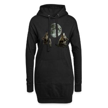 Bouvier australien chien chien lune hurlante - Sweat-shirt à capuche long Femme - noir - Devant