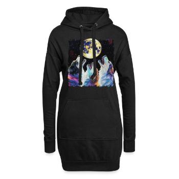 Chien de berger australien Lune hurlante - Sweat-shirt à capuche long Femme - noir - Devant