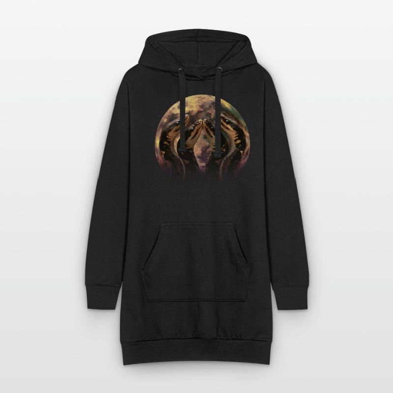 Kugelpython Schlange Heulender Mond Hoodie-Kleid