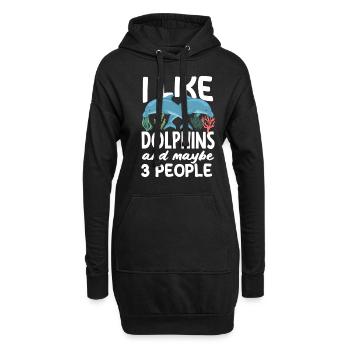 J’aime les dauphins et peut-être 3 personnes - Sweat-shirt à capuche long Femme - noir - Devant