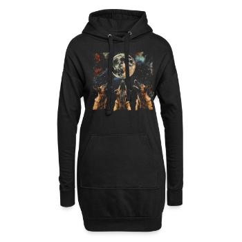 Chien malinois belge Lune hurlante - Sweat-shirt à capuche long Femme - noir - Devant