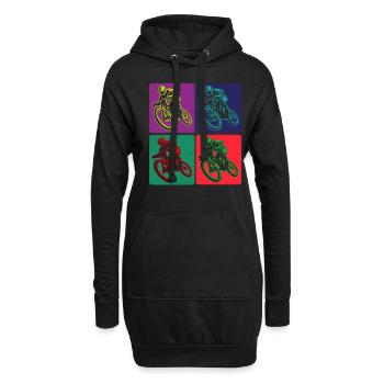 Farbige Mountainbike Fahrer Kunst - Hoodie-Kleid - Schwarz - Vorne