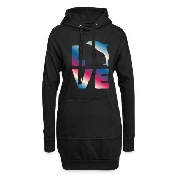 Liebe Delfin Ozean Fans Buntes Motiv - Hoodie-Kleid - Schwarz - Vorne