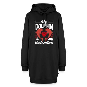 Mein Delfin Ist Mein Valentinstag - Hoodie-Kleid - Schwarz - Vorne