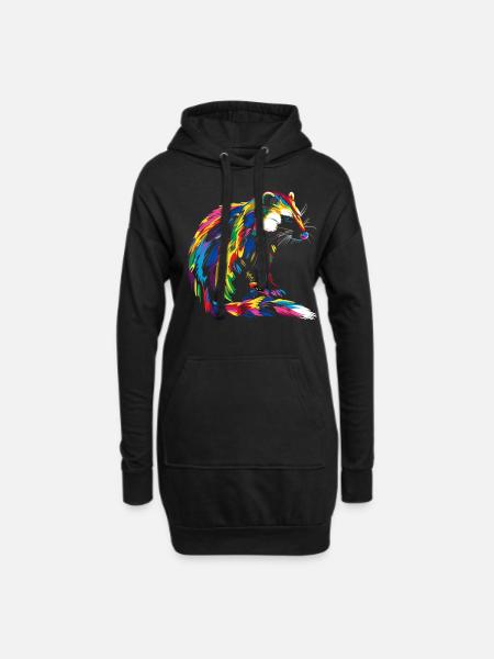 Stinktier Tier Popart - Hoodie-Kleid - Schwarz